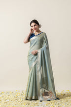 Sage Green Applique Work Saree
