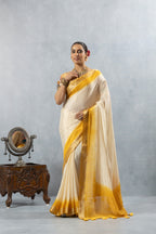 Yellow Off-White Designer Saree